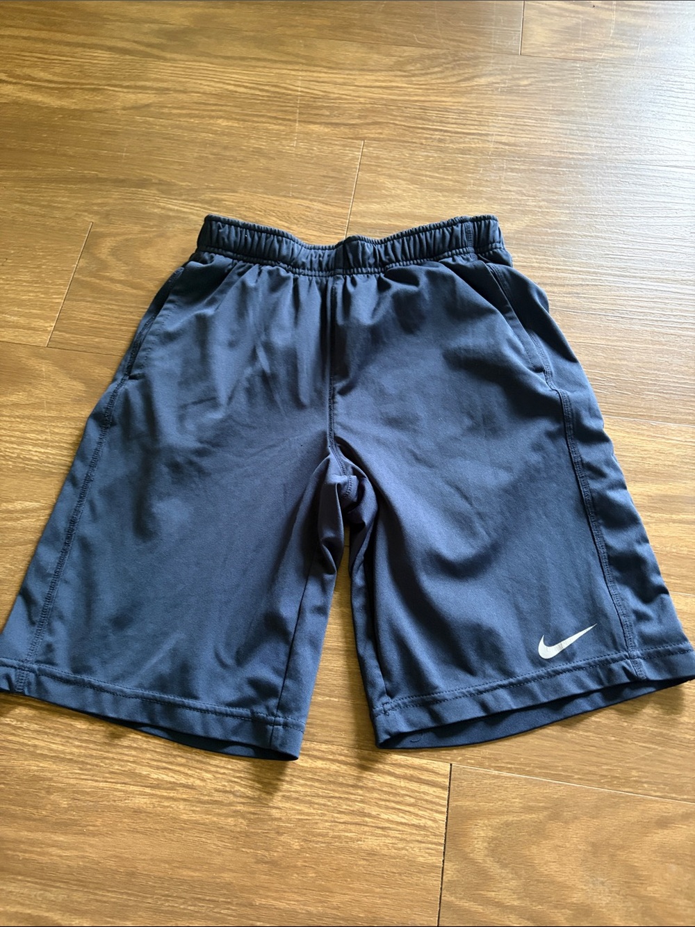 Nike Navy Athletic Shorts with White Swoosh